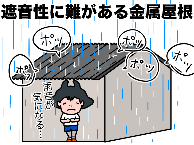 遮音性に難がある金属屋根